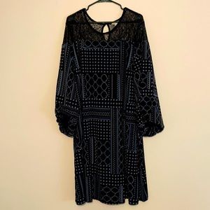 Blue and black laced dress